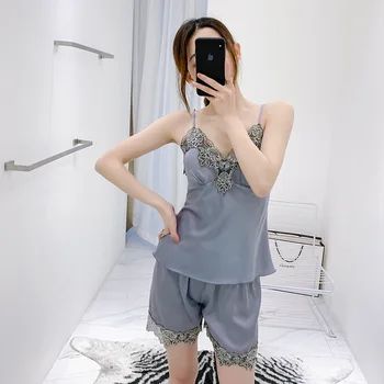 

New Style Suspender Shorts Home Wear Women's Comfortable Breathable Sexy Ladies Pajamas Sexy Plus Size Pajamas Suit