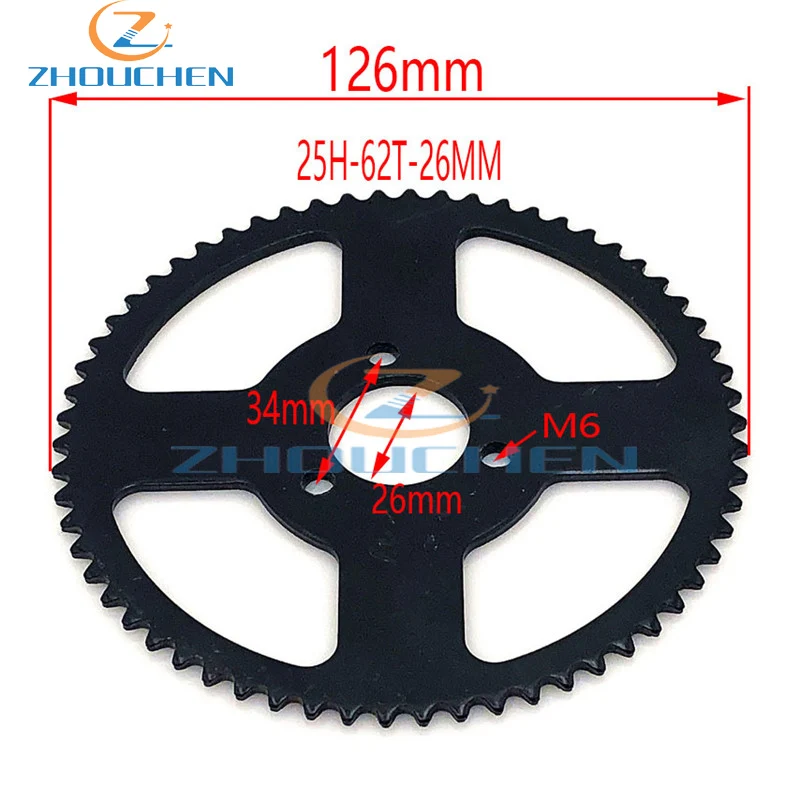 60 62 64 66 68 70 72 74 76 78 80 T Tooth 25H 26MM Rear Sprocket Mini Moto ATV Quad Dirt Pit Pocket Bike Chopper 47CC 49CC - Цвет: Темно-серый