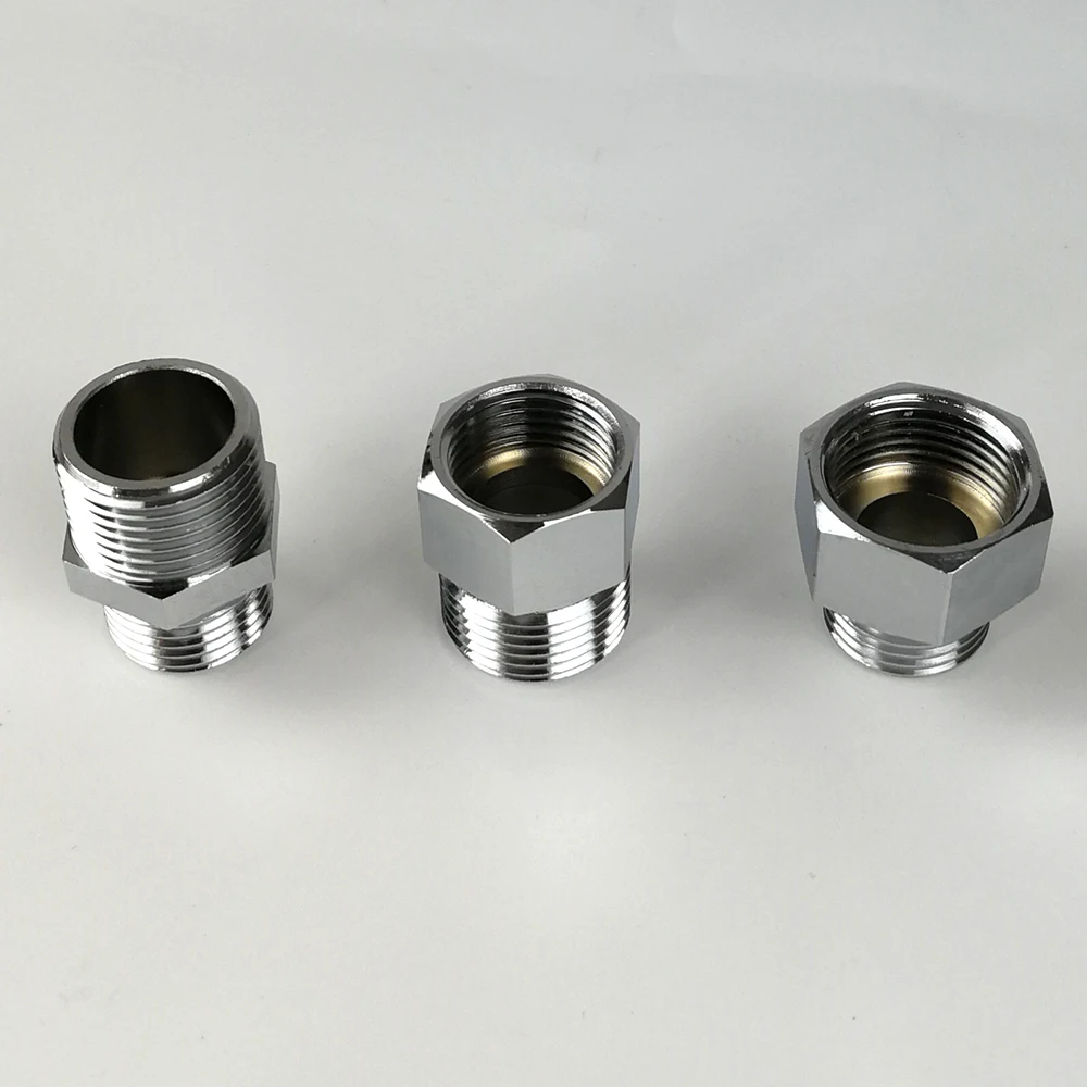 Pipe Fitting Chrome Brass Adapter Pipe Fitting Male Female G1/2 NPT 7/8 USA Bathroom T adapter 1pc