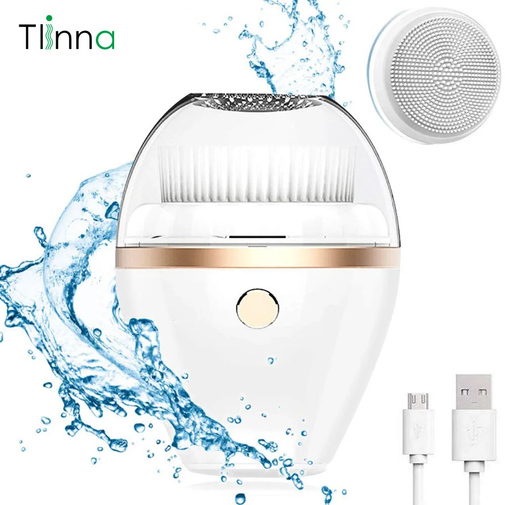 Tanie Elektryczny masażer ze szczotką oczyszczającą do twarzy akumulatorowe wodoodporne przybory do czyszczenia twarzy do pielęgnacji skóry szczotka do twarzy