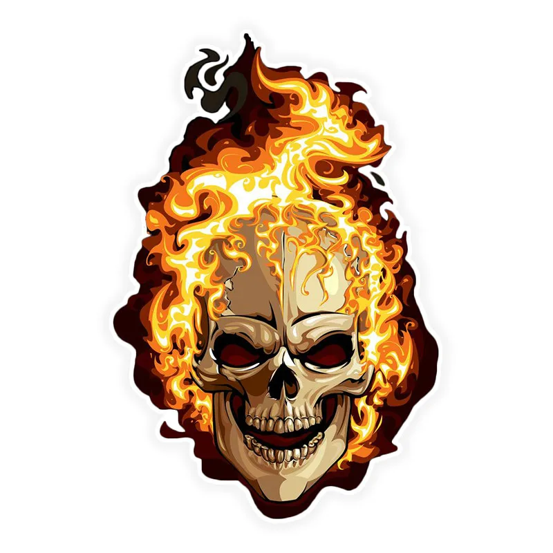 

Creative Fire Skull Car Sticker Accessories Vinyl PVC 16cm*11cm Motorcycle Waterproof Windshield Car Styling Decal
