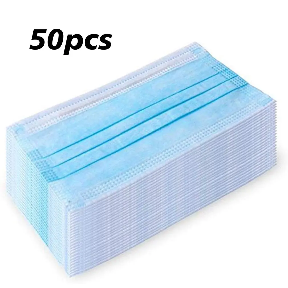 

1 / 50Pcs Disposable Protective Mask 3-Layer Filter Protective Mask Anti-Fog Masks Dust-Proof Mask Anti-Bacterial Anti-Saliva