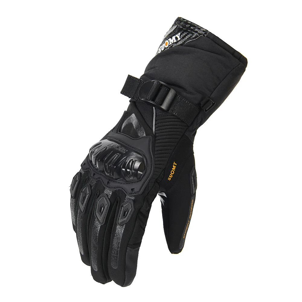 SUOMY мотоциклетные перчатки водонепроницаемый ветрозащитный зимний теплый Guantes Moto сенсорный экран Motosiklet Eldiveni защитный для мужчин - Color: WP-02 Black