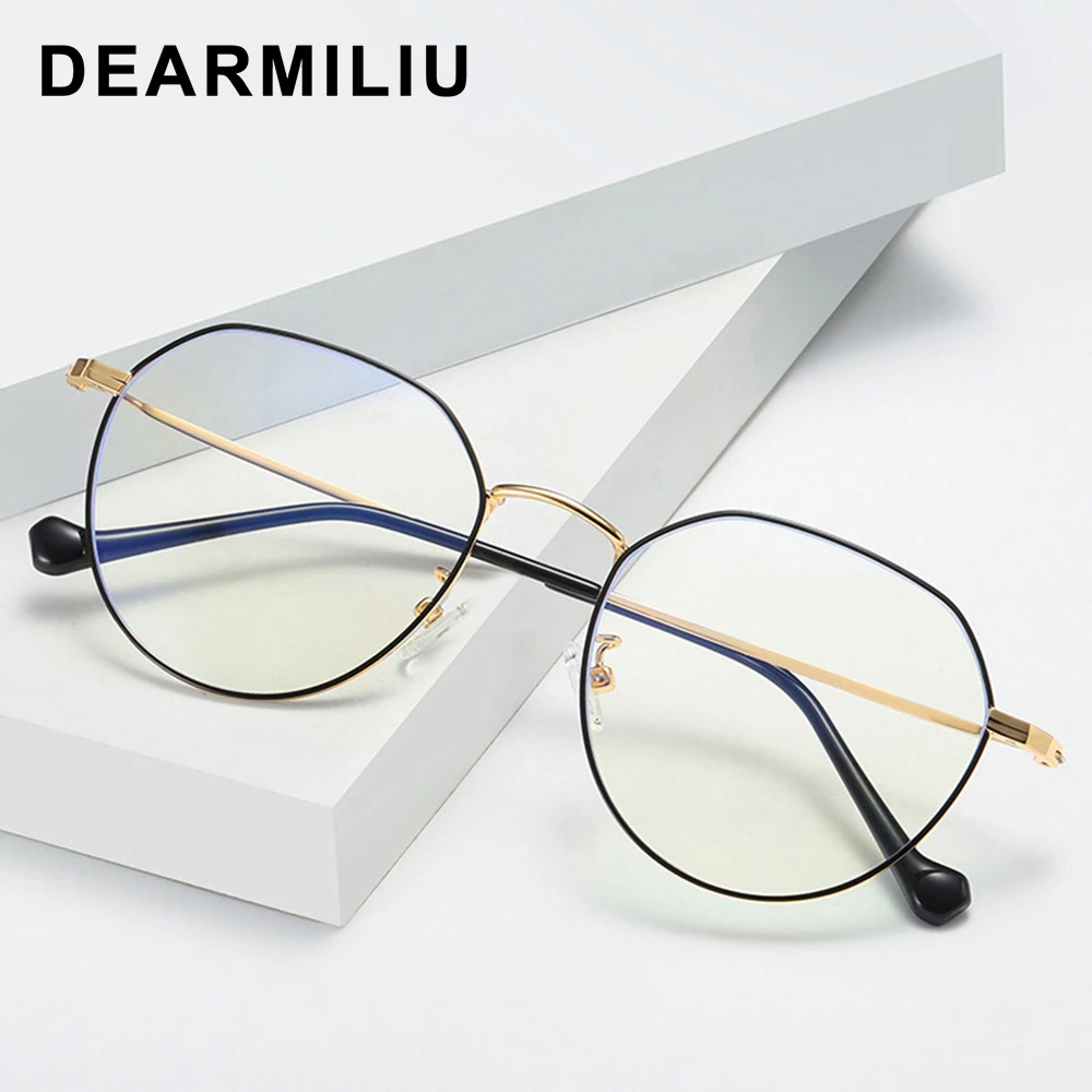 DEARMILIU розовая, золотая, овальная оправа, анти-голубые световые блокирующие очки, светодиодные компьютерные очки для чтения, радиационно стойкие игровые очки
