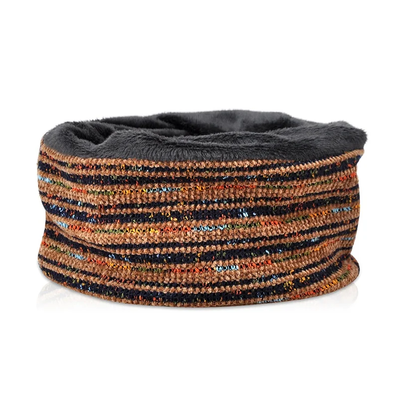 Зимние шапочки, шапка, шарф для женщин и мужчин, Повседневная полосатая эластичная дышащая шапка, Теплый головной убор для осени и зимы