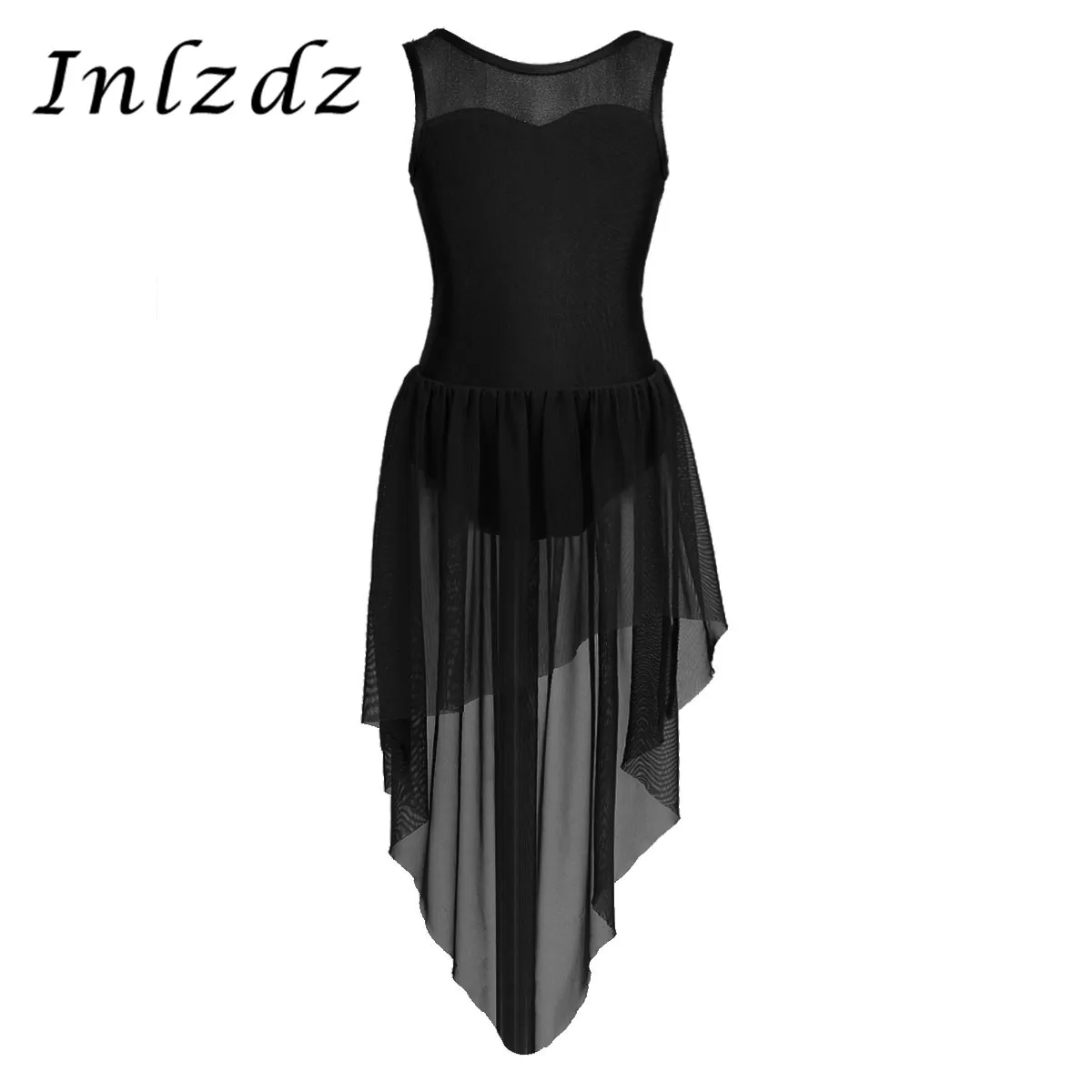 

Kids Girls Ballet Leotard Costume Sleeveless Splice Open Back High-low Hem Children's Ballet Dance Gymnastics Leotard Dress