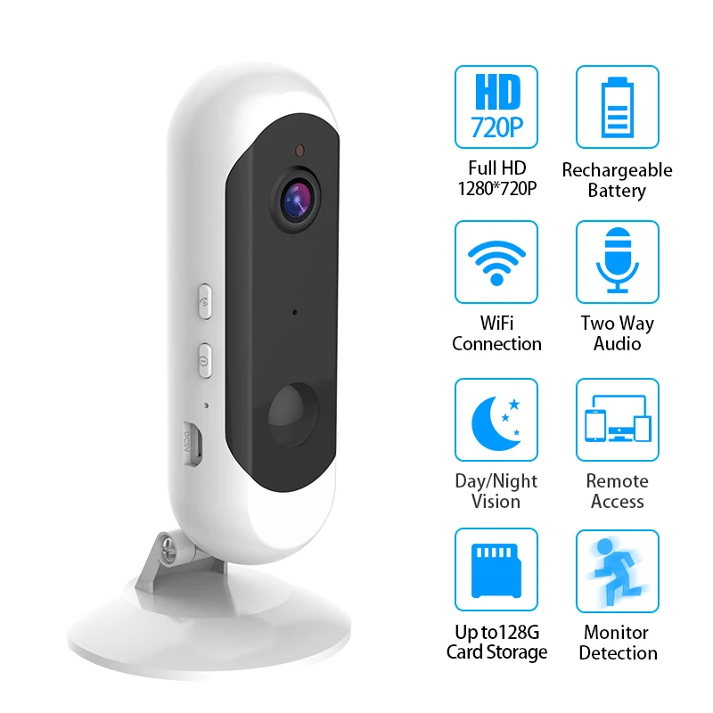 Беспроводная ip камера 1080P HD с аккумулятором Wi Fi ночным видением перезаряжаемой