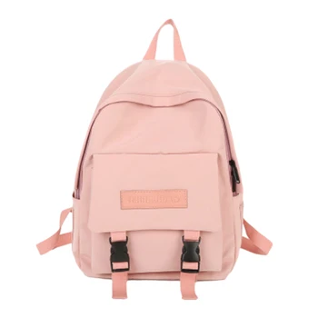 

FGGS-Fashion Backpack Solid Color School Bags for Teenage Girl Casual Travel Backpack Big Capacity Canvas Bag Women Bagpack