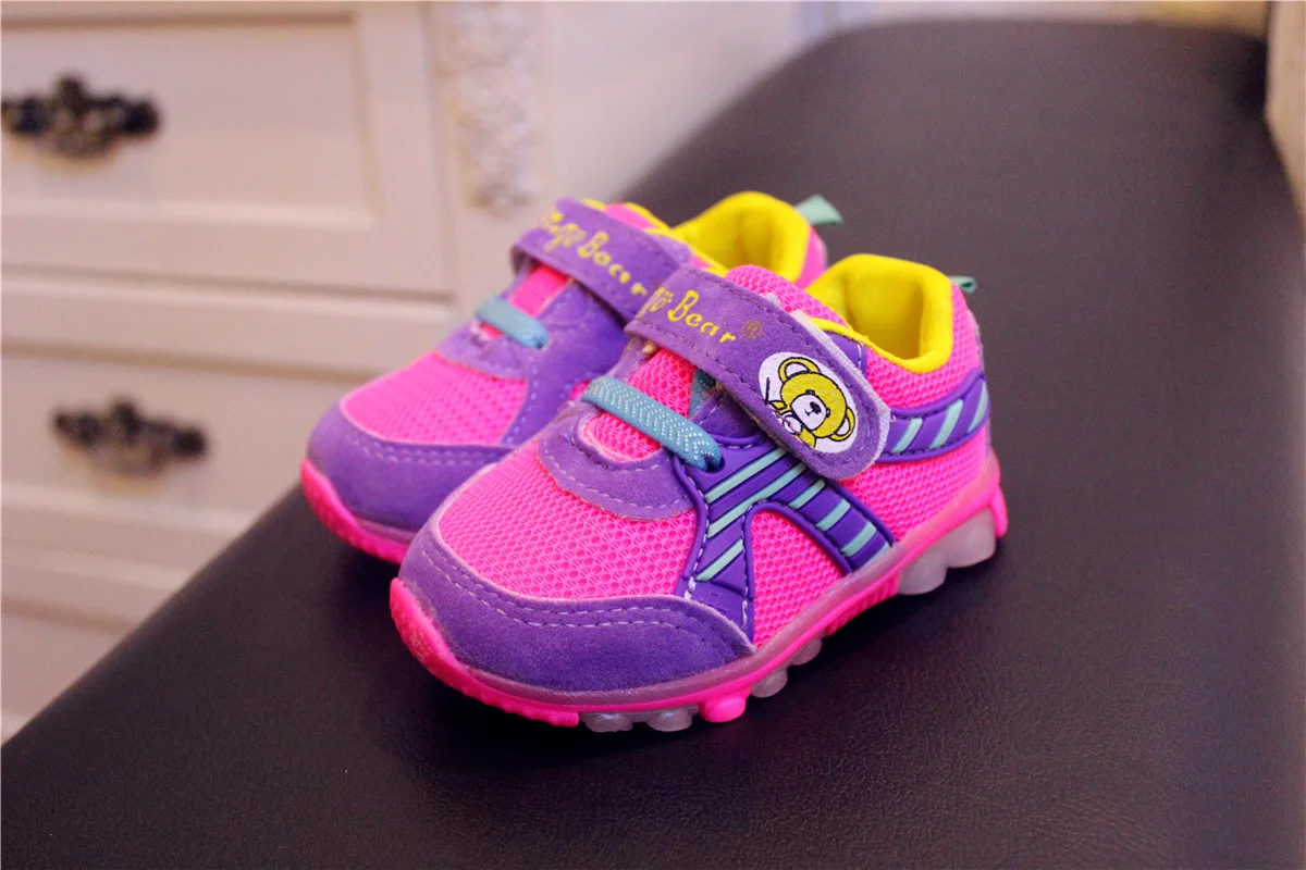 

Autumn Men And Women Child Baby Casual Sneakers Mixed Colors Velcro Mesh Lighting Soft Bottom Toddler Shoes