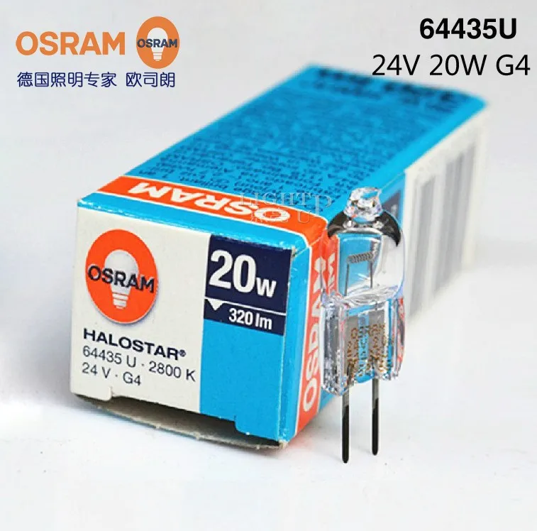 OSRAM 64435u 24v20w 1000hrs G4, галогенная лампа 64435 U, 64435U 24v 20w JC 20T3Q/CL/24V