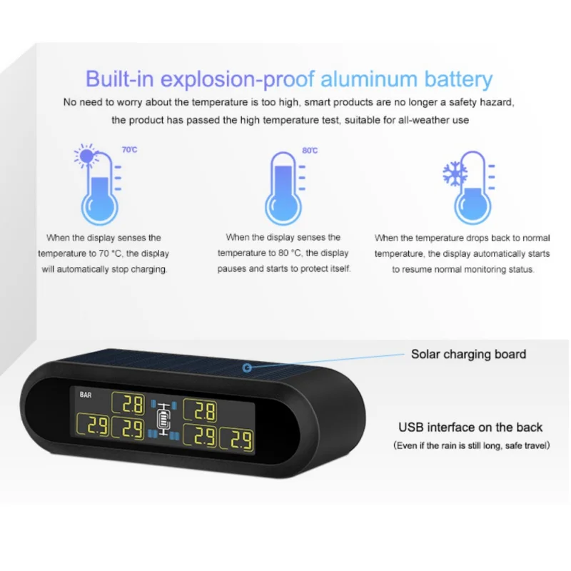  Sistema de control de presión de neumáticos USB TPMS LCD Universal sistema de alarma 6 sensores ext