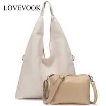 LOVEVOOK женские сумки на плечо для, большие дорожные сумки, сумка, комплект из 2 предметов, сумка-мессенджер/сумка через плечо для дам, искусственная кожа, минималистичный