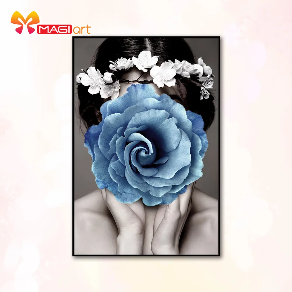 вышивка крестом наборы рукоделие для вышивания рукоделия 11CT водорастворимый холст узоры 14CT леди flower NCMP038| |