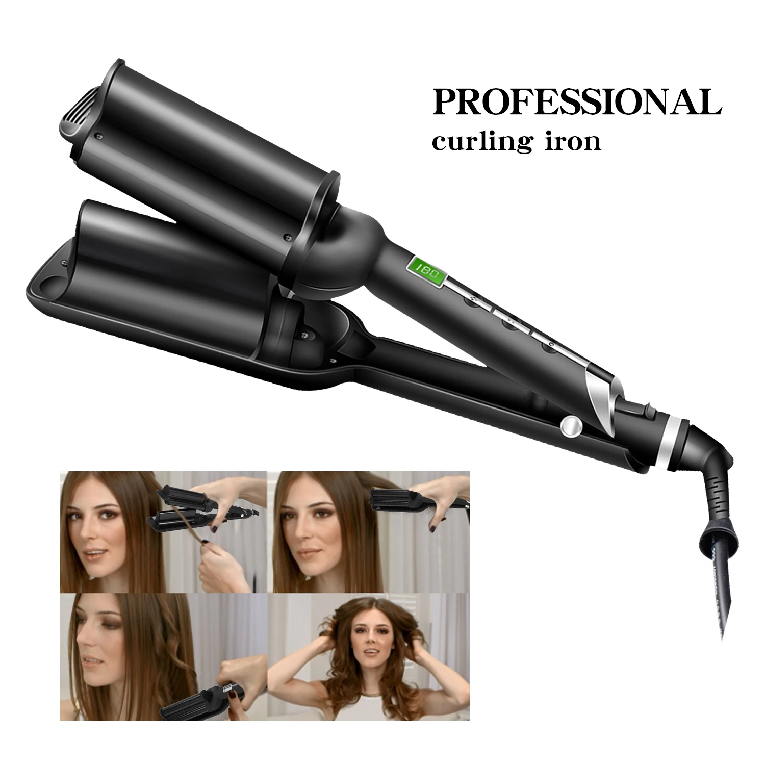 

32mm Hair Wave Curling Iron Professional French Egg Roll Hair Curler Fast Heating Volumizing Corrugated Wavy Styler Styling Tool