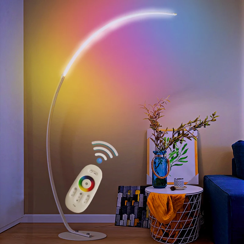 Nordic Black White C Floor Lamp Dimable RGB Floor Light Corner Floor Lamp with Remote Control Study Room Lamp Bedroom Decoration
