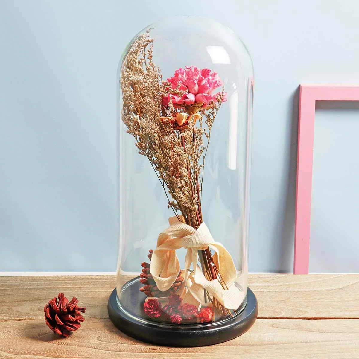 

33 x15 CM Glass Dome Shaped Cover Dry Flower Display Terrarium Figurines Display Borosilicate Glass Decorative DIY Crafts