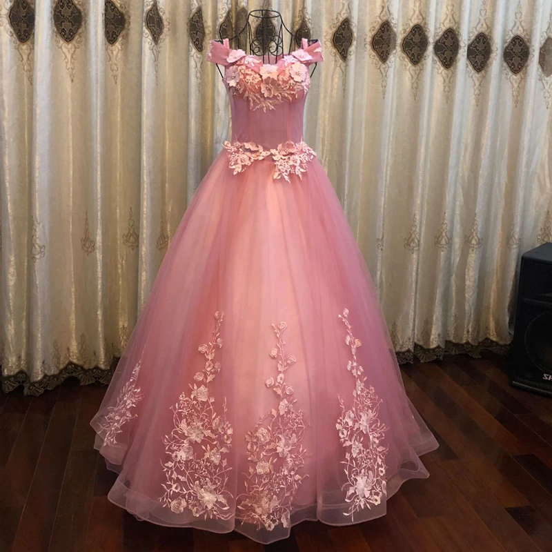 Румяна Розовые Свадебные платья цветы Разноцветный жемчуг бальное платье с v-образным вырезом Свадебное платье кружевные свадебные платья vestidos De Novia