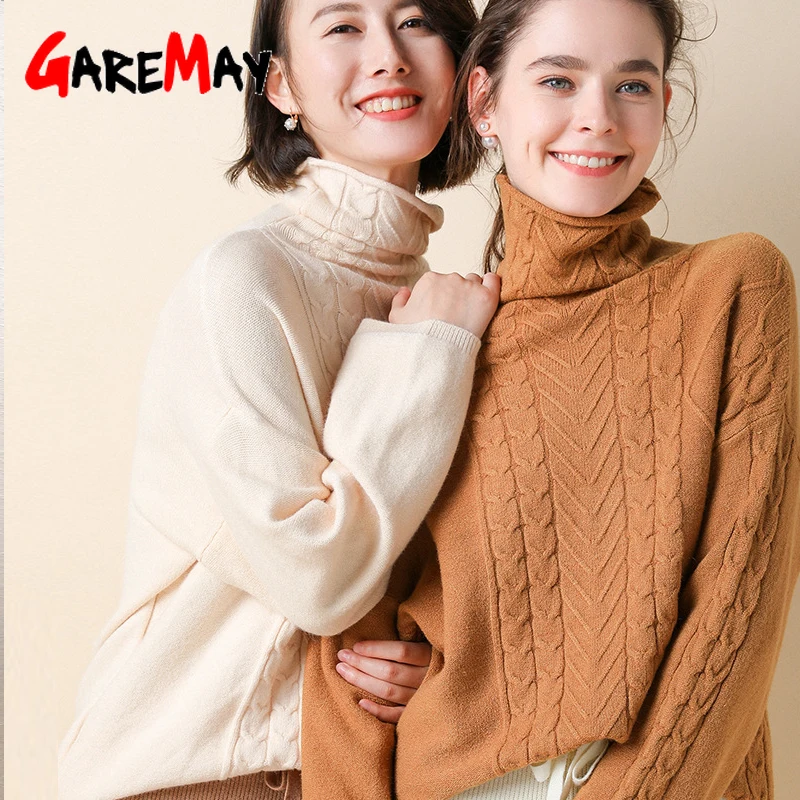 

Women's Cashmere Sweater Casual Warm Winter Long Sleeve Wool Jumper for Women Turtlenecks Knitted Cashmere Sweater Female