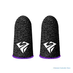 Breathable Anti-Sweat Gaming Finger Sleeves - 2-Pack Thumb and Fingertip Covers (Purple)