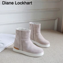 

Snow Boots Winter Female Ankle Boots Warmer Plush Suede Rubber Flat Slip On Fashion Platform Women's Shoes Plus Size 33-43