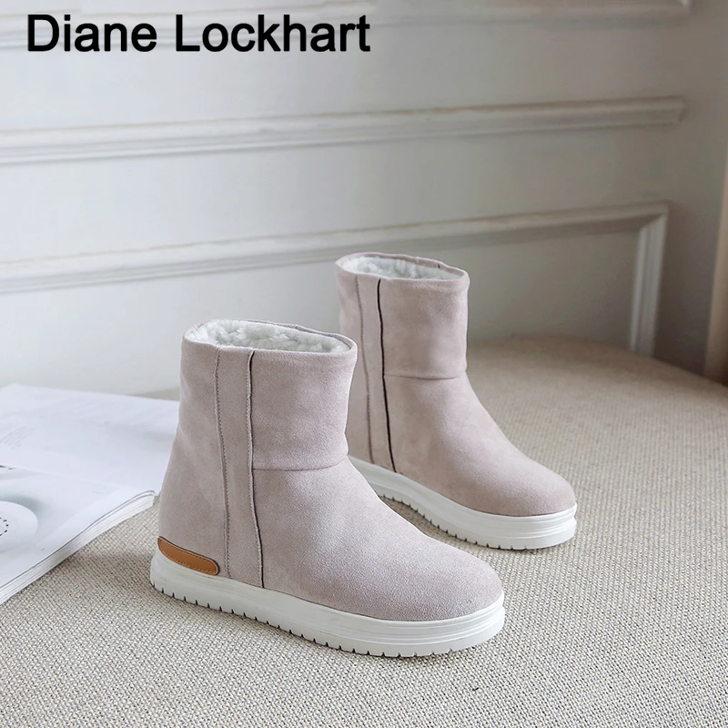 Ceny Śniegowce zimowe damskie buty do kostki cieplej pluszowy zamsz gumowe płaskie klapki moda platforma obuwie damskie Plus rozmiar 33 43