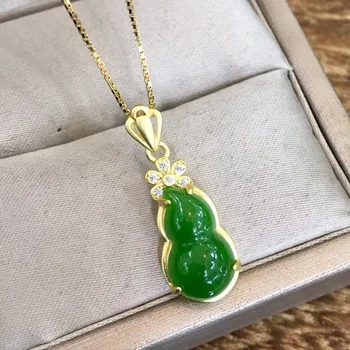 

Jadery Natural Jasper Gourd Pendants Gold Necklace Silver 925 Green Jade Statement Necklaces For Women 18k Gold Jewelry Gifts