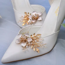 X18 2pcs Wedding High Heel Shoe Clips Romantic Rhinestone Handmade High Heel Women Shoe Buckles Wedding Bridal Shoe Accessories