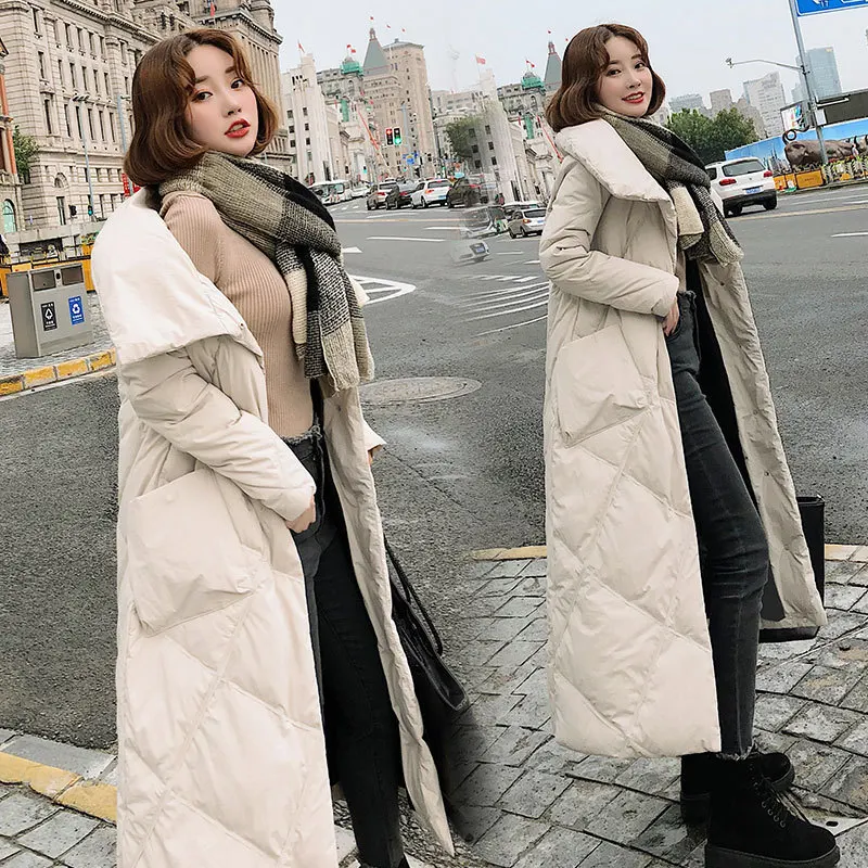 

Cotton-padded Clothes Women's Mid-length 2018 Winter New Style Korean-style Waist Hugging Slimming over-the-Knee Hot Selling Cot