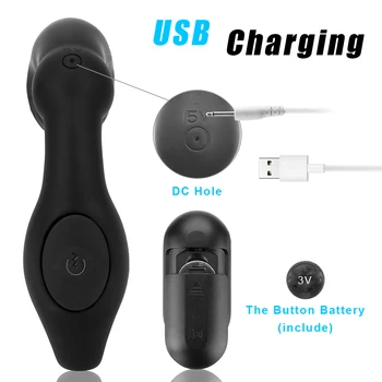 Silicone Anal Plug Butt Delay Ejaculation Ring Waterproof Massager Stimulator Sex Toy for Men Male Prostate Massage Vibrator 4