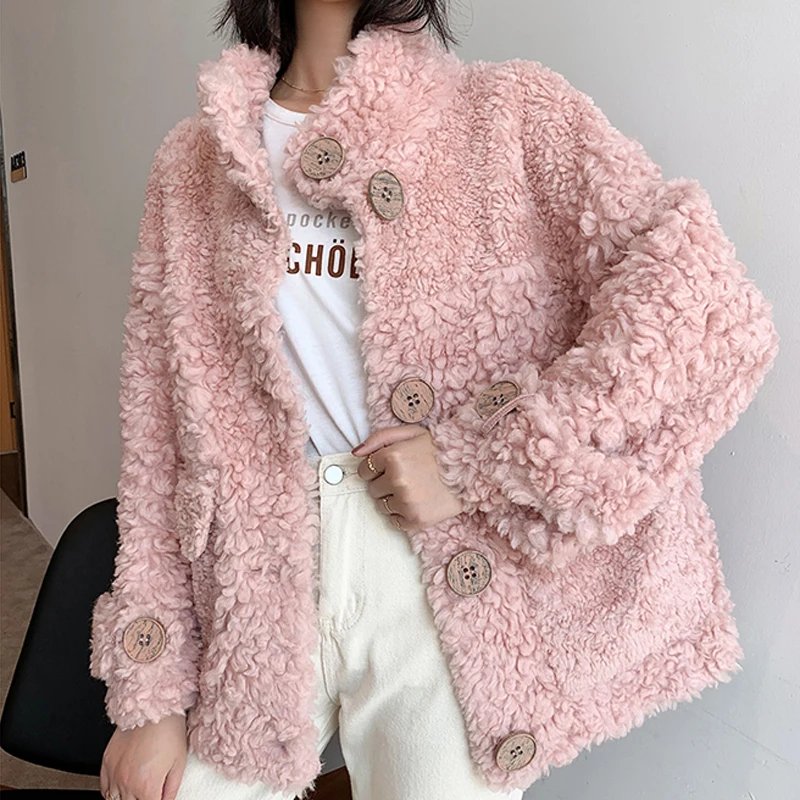 Возможно U Женская куртка из искусственного меха белого синего и розового цветов