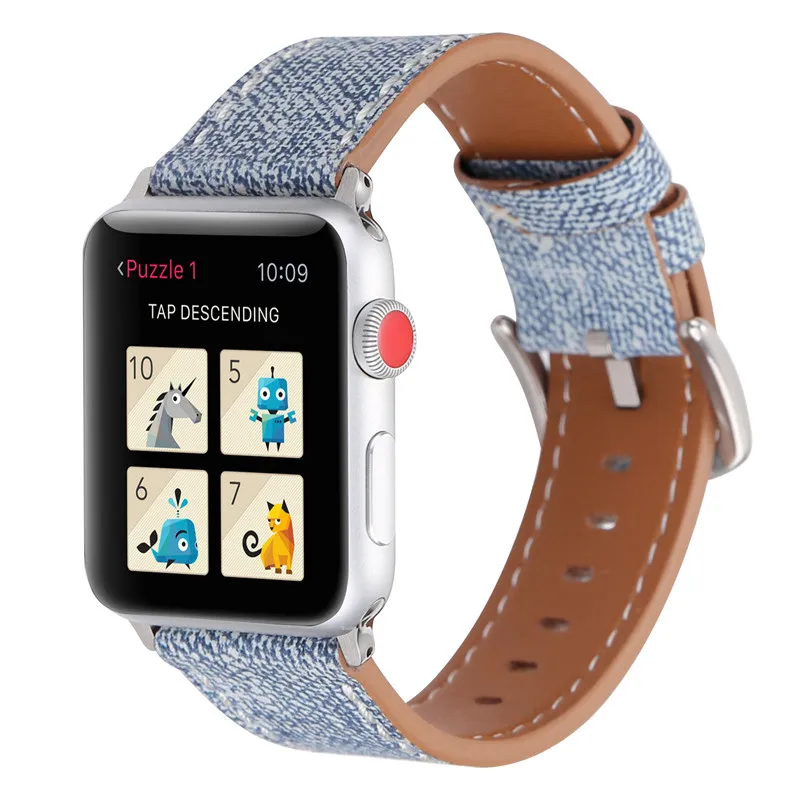 Джинсовые сменный ремешок для наручных часов Apple Watch 44/40 мм длина браслета спортивный браслет Повседневное браслеты для наручных часов iWatch