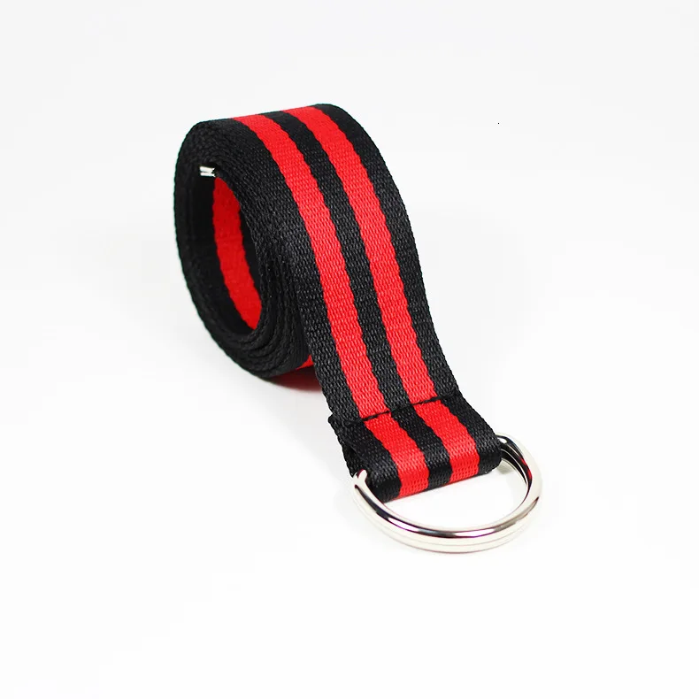 blackred Металлическая пряжка, двойные кольца, нейлоновый холщовый ремешок, новинка,, 1 шт. пояс унисекс, повседневный модный поясной ремень, 3 цвета, высокое качество - Цвет: blackred