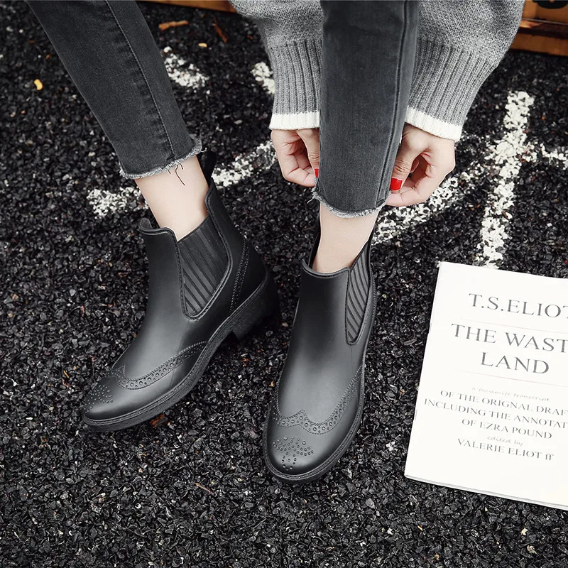 Осенние непромокаемые сапоги; женская нескользящая обувь для дождливой погоды; женские водонепроницаемые резиновые сапоги; весенние ботильоны; обувь на плоской платформе для девочек; Botas Mujer
