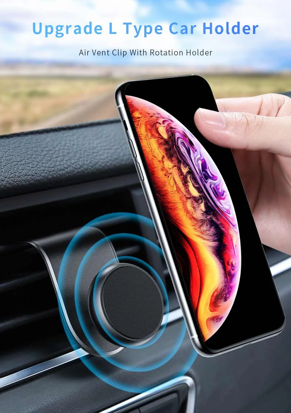 Car Air Vent Mount Bracket L Magnetic Phone Holder For iPhone 11 Pro Max XR Auto Magnet Stand For Samsung Xiaomi Universal Car