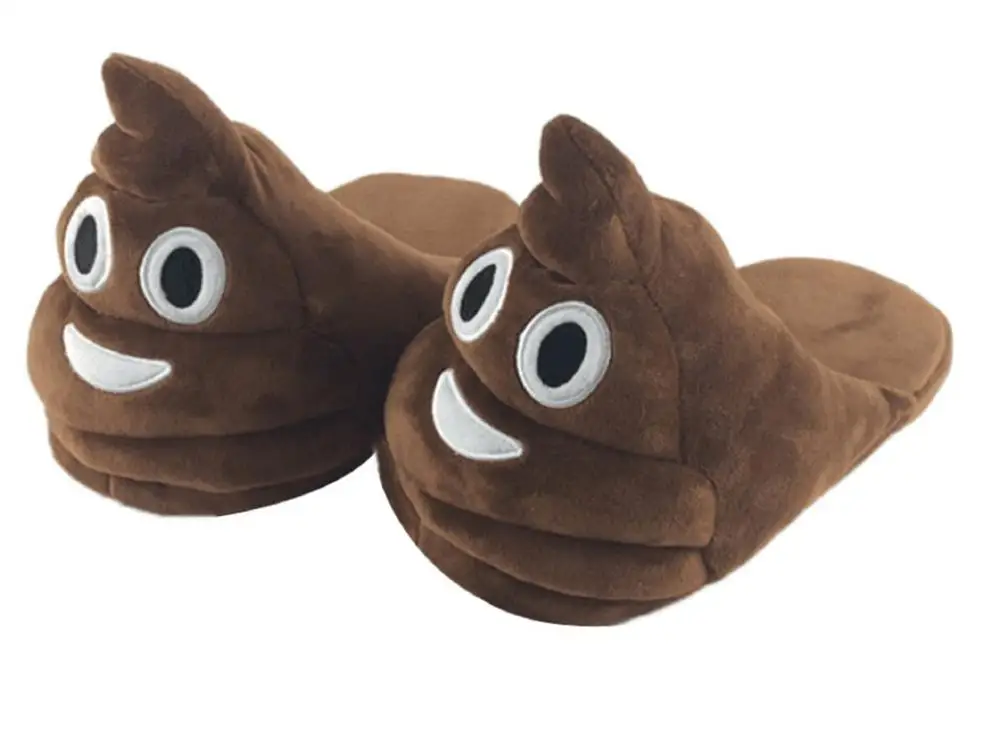 25 см зимние толстые мягкие плюшевые детские тапочки со смайликами домашние теплые тапочки повседневная обувь на плоской подошве для больших мальчиков и девочек - Color: Brown