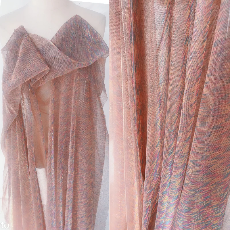 

Dreamy Seven Color Gradient Mesh Fabric High-Grade Soft Lace Tulle Fabric DIY Clothing Designer Fabric