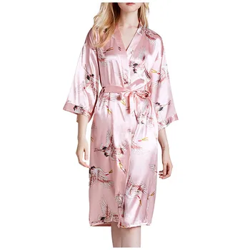 

Silk Kimono Robe Bathrobe Women Satin Robe Silk Robes Night Sexy Robes Night Grow For Bridesmaid Summer Plus Size S-XL#G3