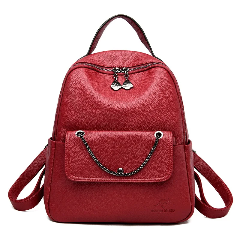 

Girls Summer 2019 New Shoulder Bag Korean Edition Simple Middle-style Young Litchi-print PU Leather Backpack Girls Bag