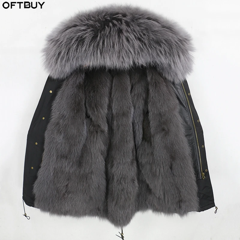 Женская парка со съемным мехом OFTBUY длинная непромокаемая с отделкой натуральным