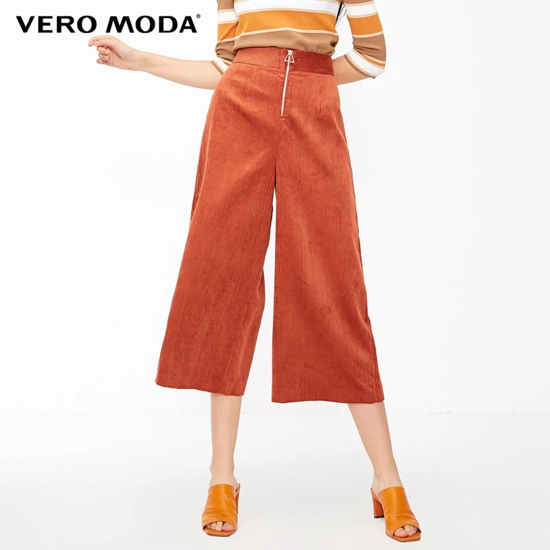 Vero Moda Новые поступления вельветовые на молнии широкие брюки капри для отдыха | 31836J536