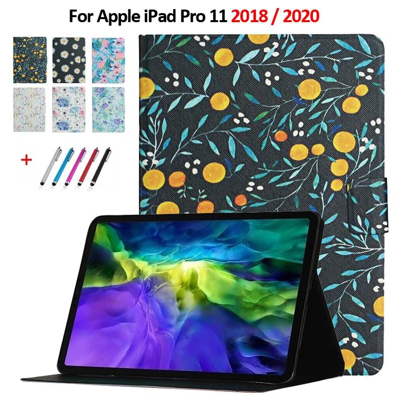 Per Ipad Pro 2020 Caso 11 Pollici Stampato Floreale Di Cuoio Del Basamento Della Copertura Per Ipad Pro 11 2018 / Ipad Pro 11 2020 Caso Coque Fonda + 