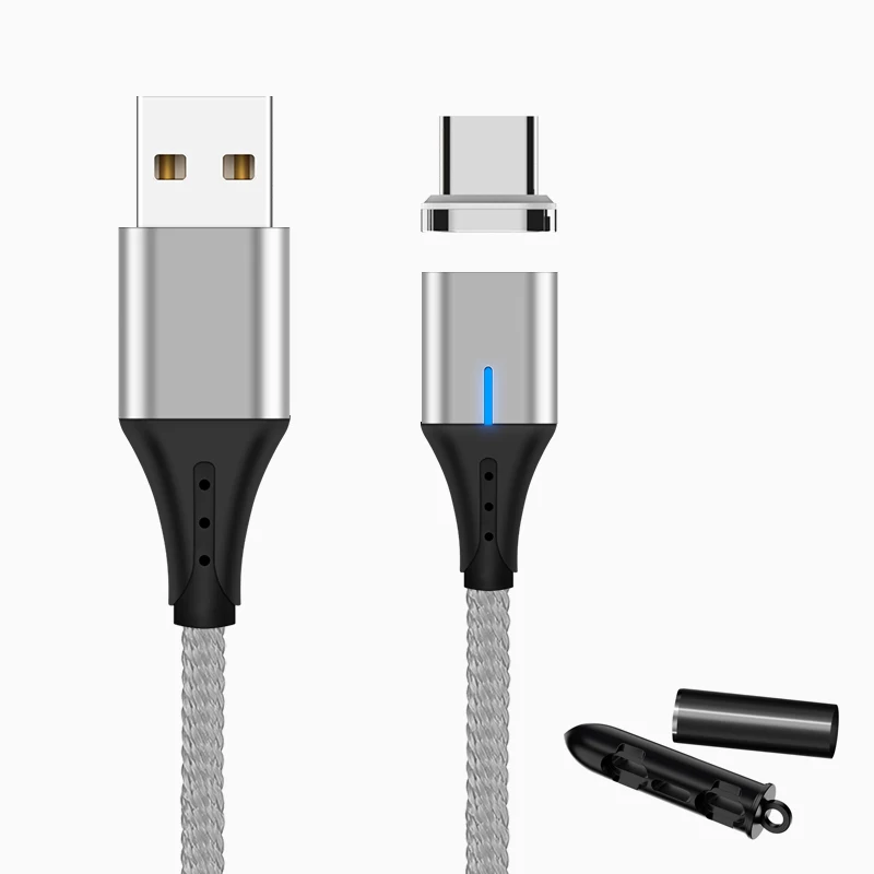 SUNPHG мобильного телефона 3A Магнитный кабель Зарядное устройство 2 м микро Тип usb C кабель для передачи данных для iPhone x samsung S8 S9 huawei Быстрая зарядка 3,0 - Цвет: silver type c plug