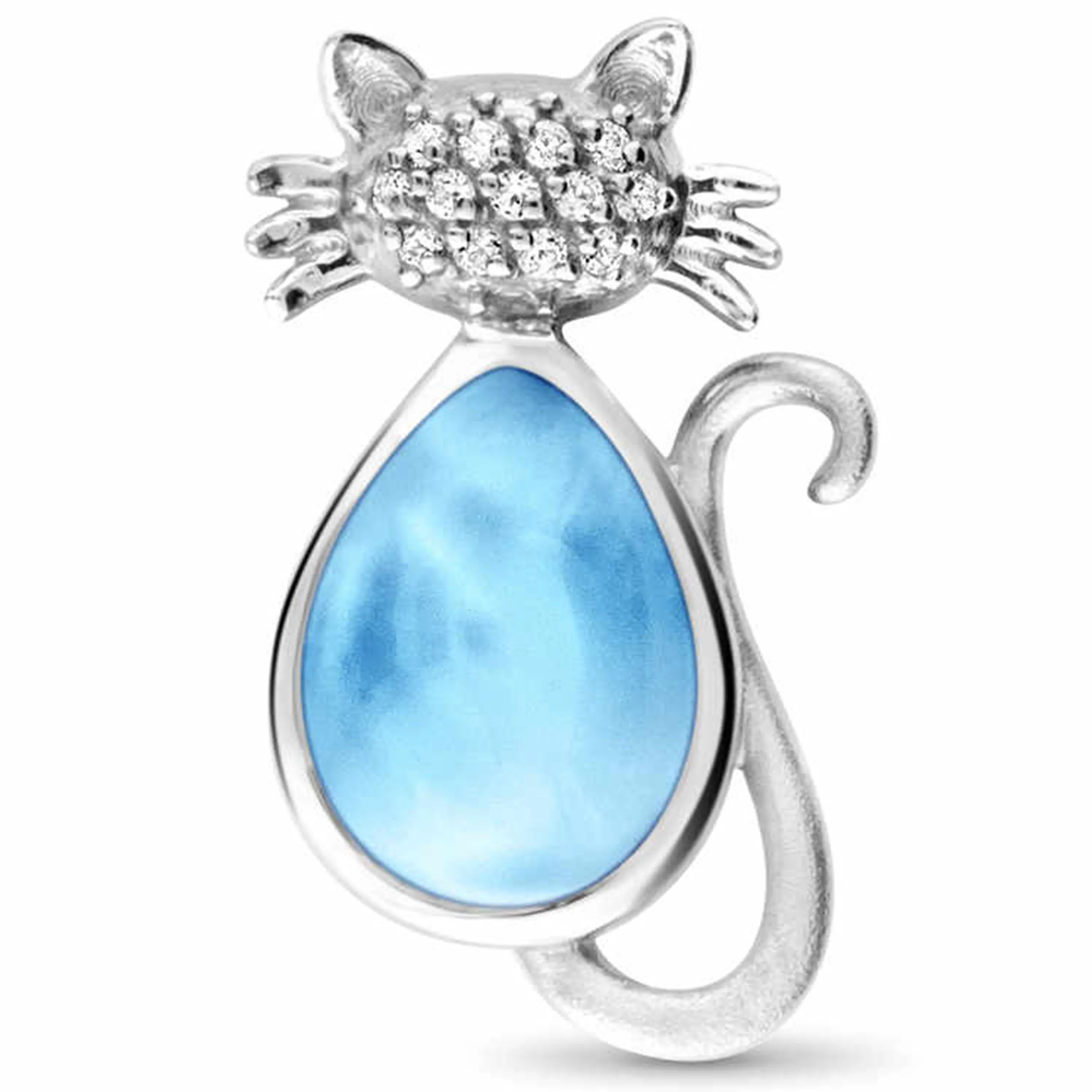 925 пробы Серебряная Подвеска натуральная подвеска larimar милая очаровательная подвеска котенок для детей Рождественский подарок ювелирные изделия без цепочки