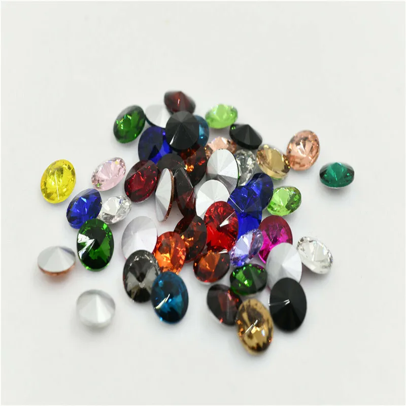 Rivoli 라인 석 유리 크리스탈 포인트 백 쥬얼리 바느질 비즈 만들기 6mm 8mm 10mm 12mm 18mm