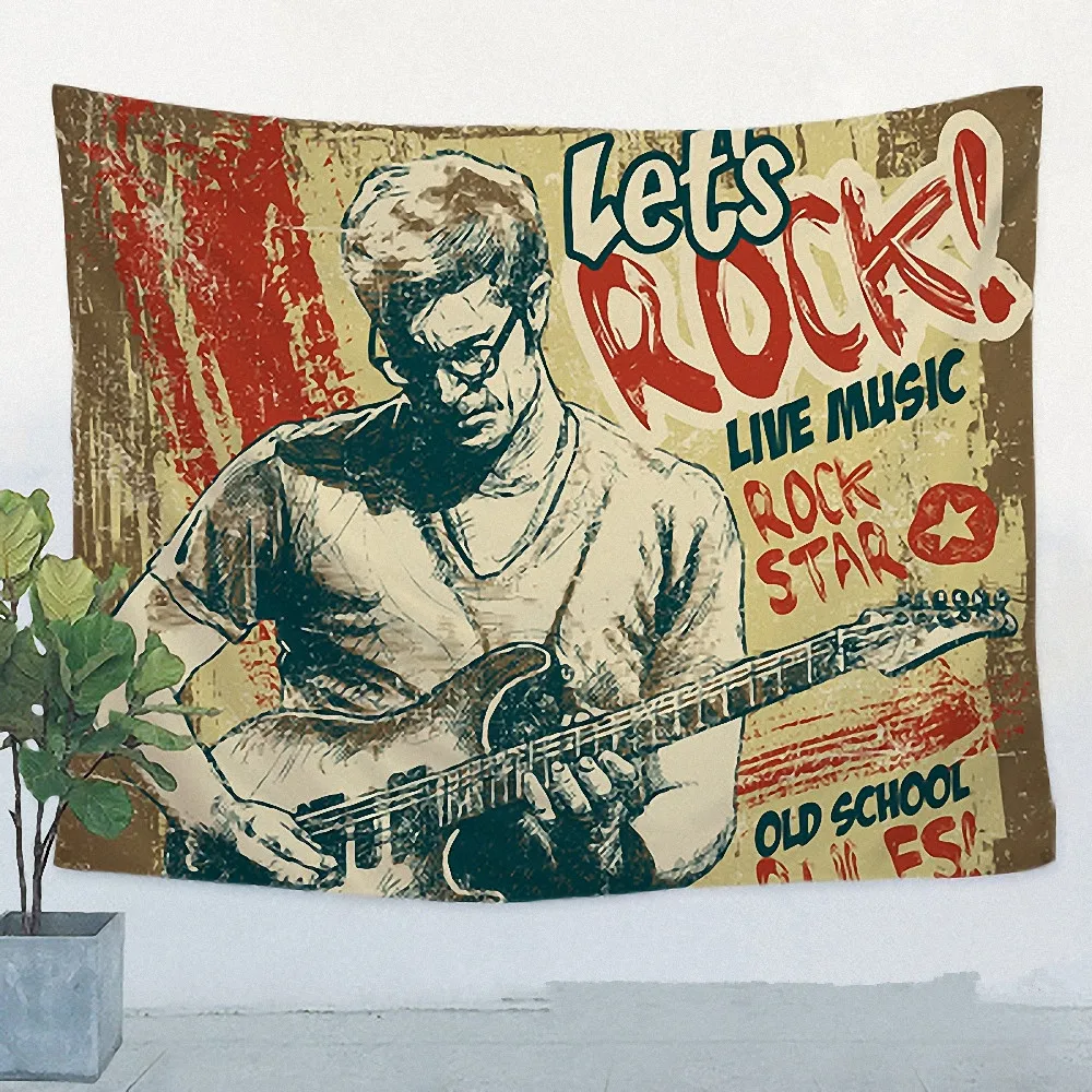 

Large Jazz\Reggae\Rock\Heavy metal Music Poster Retro Flag Banner Tapestry Bar Cafe Party Music Festival Background Decor Cloth