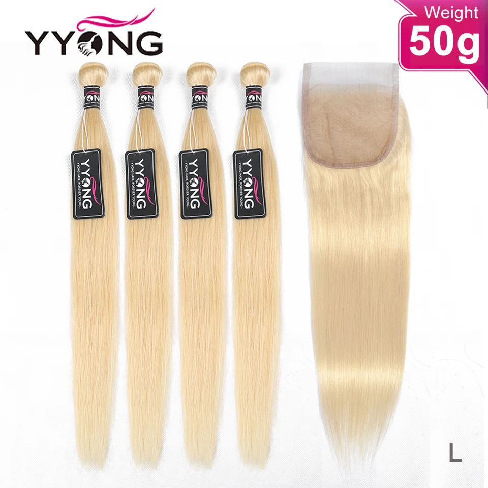 5/6 Bundles 613 Honey Blonde Straight With Closure