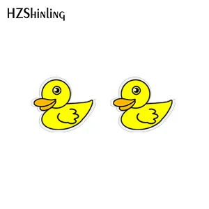 HZSHINLING Новое поступление маленькая Желтая утка серьги из полимеров усадки серьги милые аксессуары акриловые серьги эпоксидная смола - Окраска металла: 3