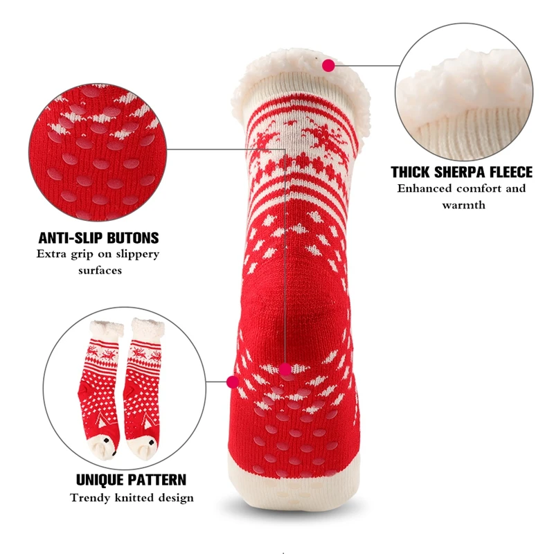 Women's Winter Socks Thick Plush Cotton Socks Warm Non-slip Home Floor Socks Christmas Gifts Cartoon Carpet Socks New