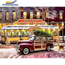 PhotoCustom Diy Picture By Numbers Car Modern Wall Art Canvas Painting Acrylic Paint By Numbers For Home Decor Frameless