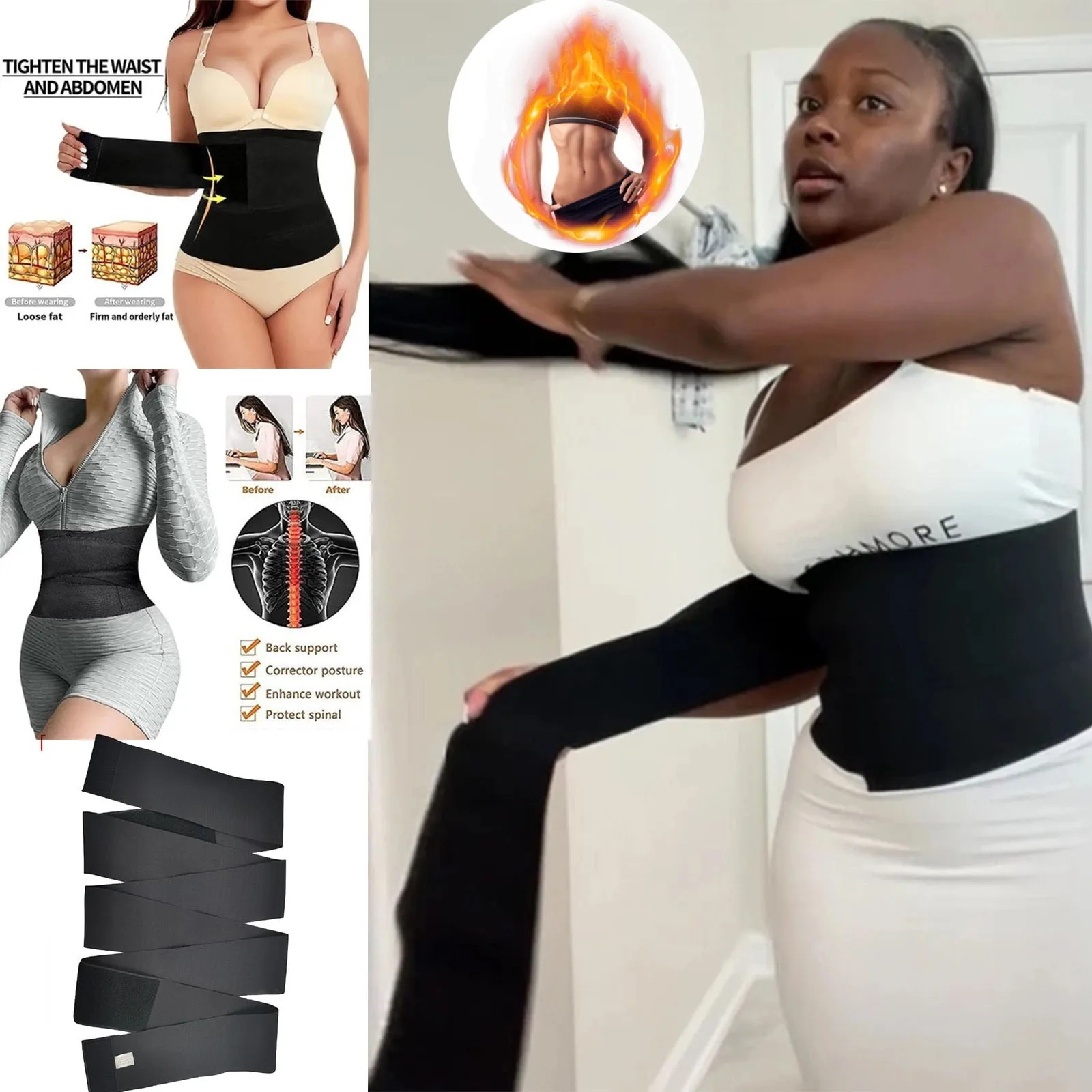 full body shaper Waist Trainer for Women Tummy Control Wrap Waste Trimmer Belt Tape Long Torso Slimming Body Shaper Postpartum Girdle Weight Loss shapewear shorts